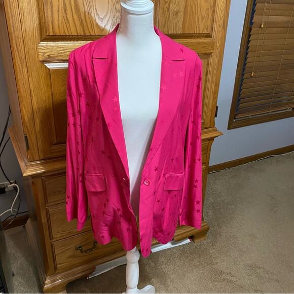 Equipment X Tibitha Simmons Pink Star Print Blazer Jacket Womens Size 6 - Picture 16 of 16